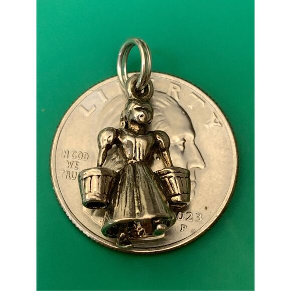 Partridge in a Pear Tree Maid Milking Sterling Silver Jewelry Charm #song - Picture 3 of 4